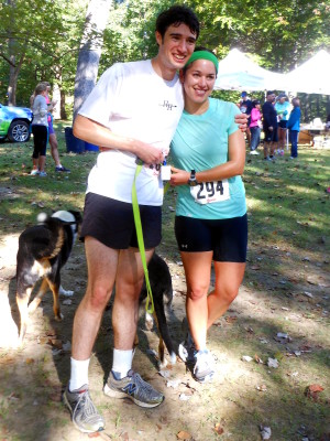 Ben Stutts, Hillary Tipton, and some harrier hounds. Photo courtesy of Bill Tipton