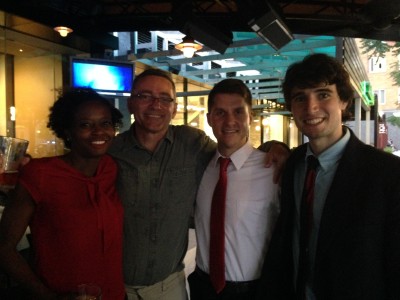 Julia, John, Pat, and Ben enjoy a fun evening out with a bunch of runners!